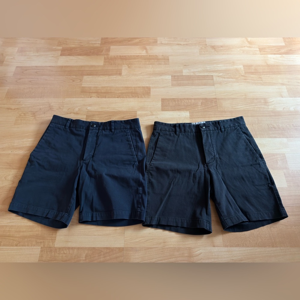 Everlane 7" Slim Fit Chino Shorts - Size 30 (Black & Navy Blue) 2 PAIRS